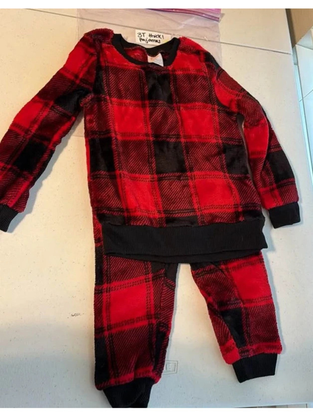 Wonder Nation 3T Buffalo Plaid Fleece Pajama Set